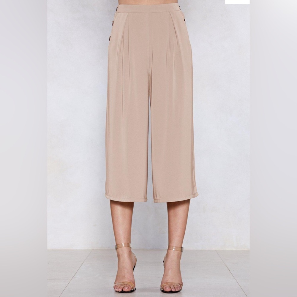 High Waisted Khaki Cropped Pants Trousers